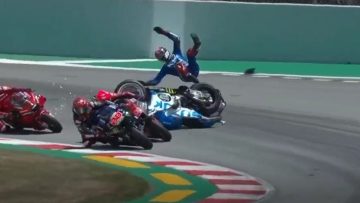 Video: Dramatic lap 1 crash at Catalonia MotoGP
